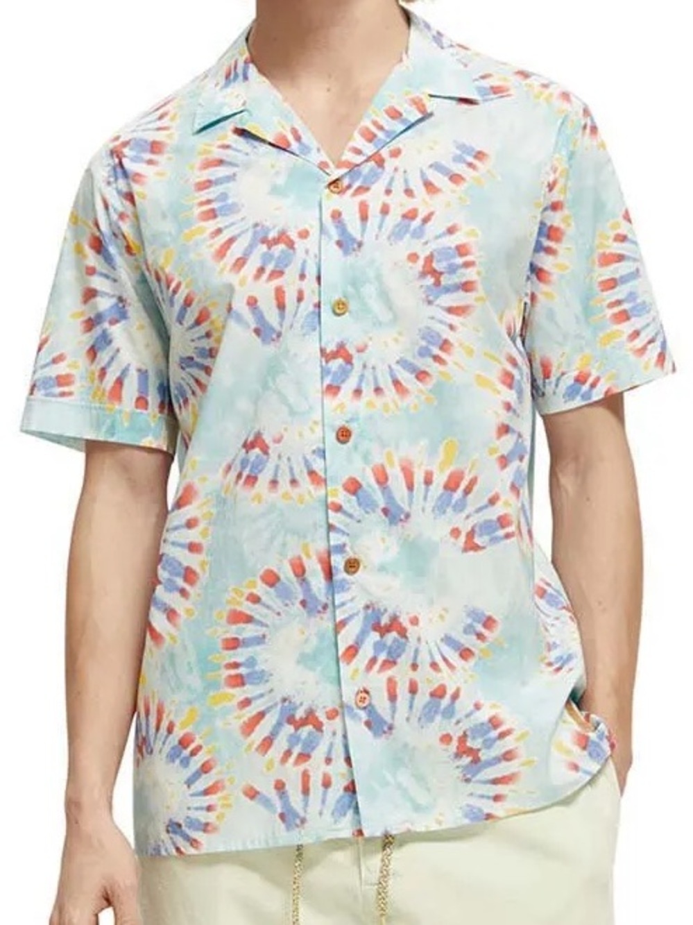 Scotch & Soda Amsterdam Mens Organic Cotton Camp Shirt Tie Dye Medium NWT